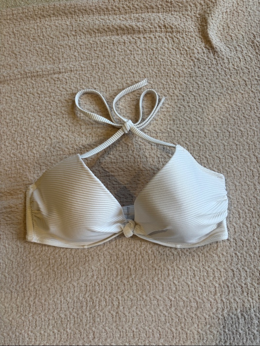 Shade & Shore white Ribbed Halter Bikini Top